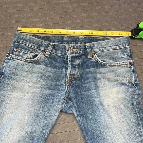Lucky Brand Button Fly Distressed Denim Jeans Raw Hem Size 26 - Picture 3 of 9